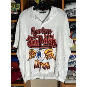 Von Dutch System Lives White Short Sleeve Button Shirt
